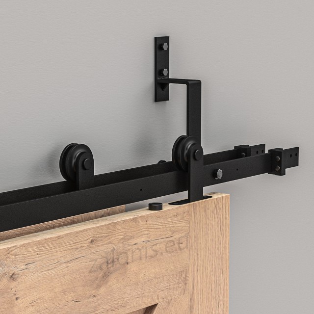 DOUBLE BYPASS BARN DOOR HARDWARE KIT 200cm/300cm BLACK D.70